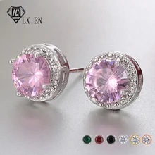 Lxoen brincos de zircônio cúbico, modernos, 8mm, branco, transparente, redondo, para casamento, joias de cristal, brincos para presente