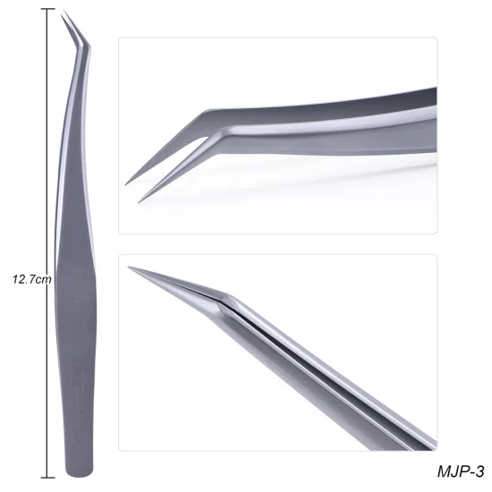 1 шт. пинцет с цветами из нержавеющей стали для бровей, изогнутый Прямой пинцет высокого качества для наращивания ресниц, инструменты для красоты, CHMJP1-3 - Цвет: MJP-3