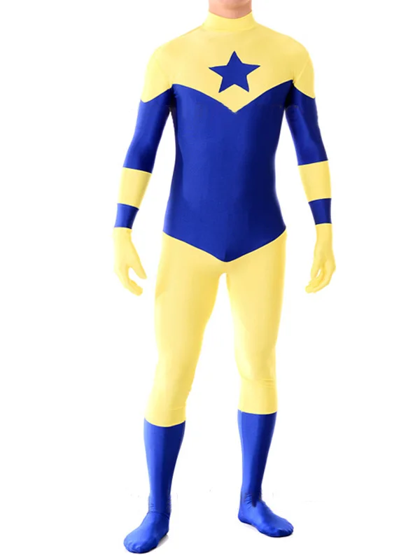 Free Shipping Spandex Lycra Booster Gold Bodysuit Superhero Zentai