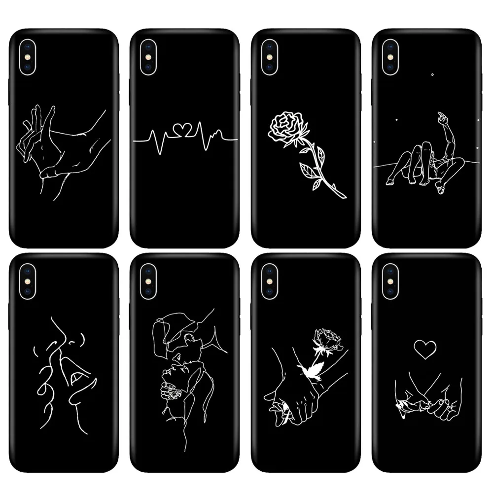 Черный чехол из ТПУ для iphone 5 5s SE 2020 6 6s 7 8 plus x 10 силиконовый XR XS 11 pro MAX простой с