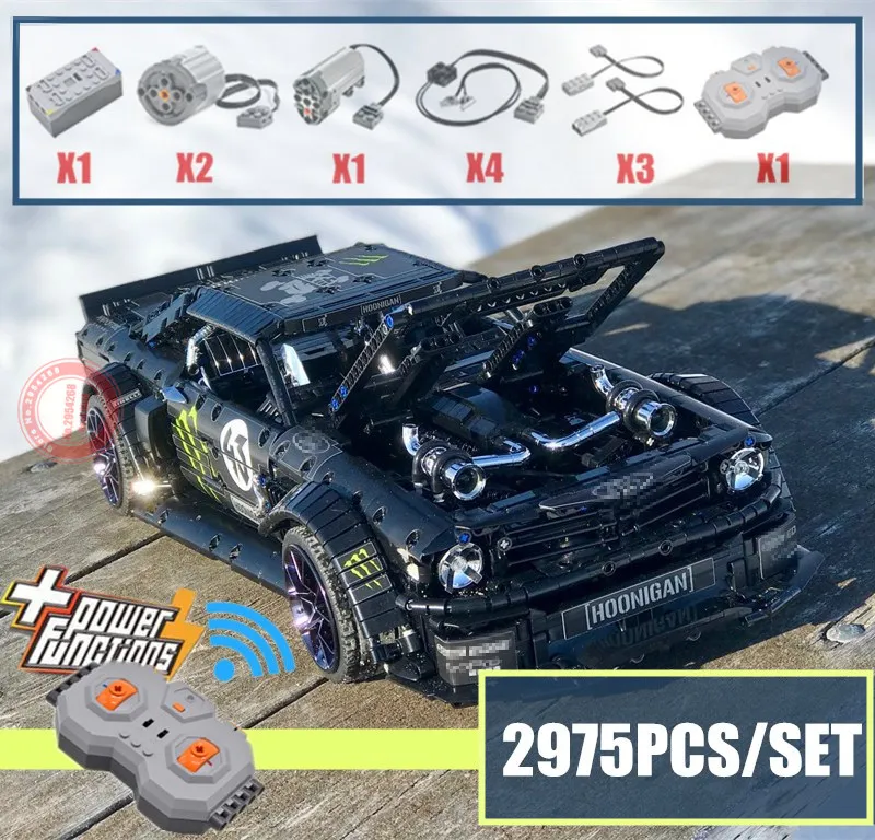 

2019 New 1965 Ford Mustang Hoonicorn Racing Car fit Technic MOC-22970 FIT 20102 building block bricks kit kid toys gift