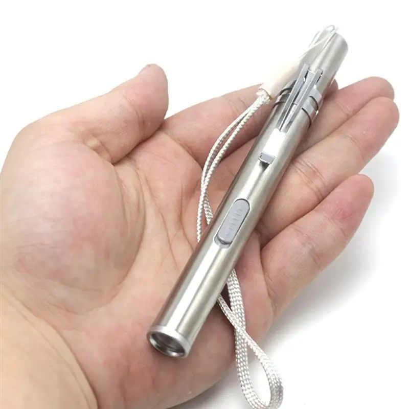 USB светодиодный зарядный Медицинский Ручка с лампочкой из нержавеющей стали инспекционная ручка ученика лампа с хвостовой веревкой освещение фонарик(белый свет