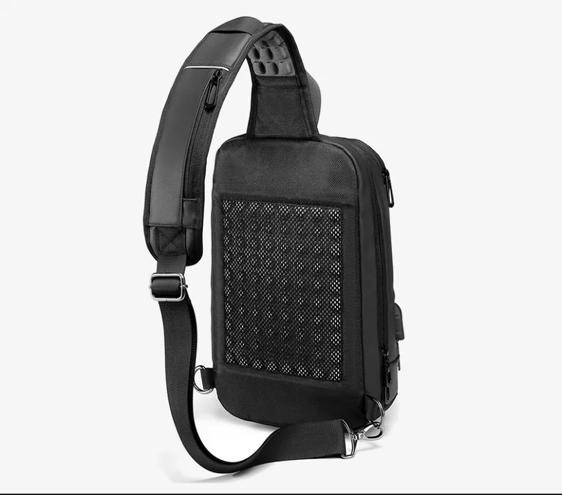 NIGEER Black Chest Pack Men Casual Shoulder Crossbody Bag USB Charging Chest Bag Water Repellent Travel Messenger Bag Male n1820