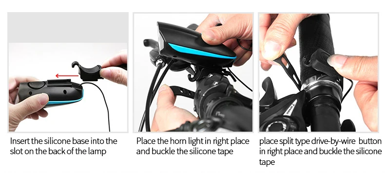 Top USB Rechargeable Mountain Bike Front Light with Electric Bell 140db Bicycle Horn Lights Headlight Cycling Horn MTB Bike Bell 34