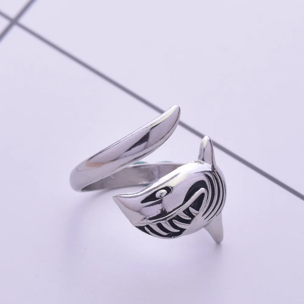 Female ring shark opening European and American creative personality silver plated fashion men women | Украшения и аксессуары