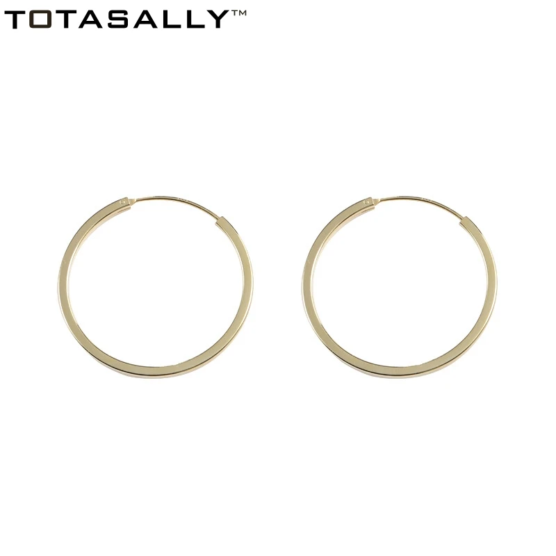 

TOTASALLY 100% S925 Sterling Silver designed circle women's hoop earrings fashion geometric simple style Earrings for party