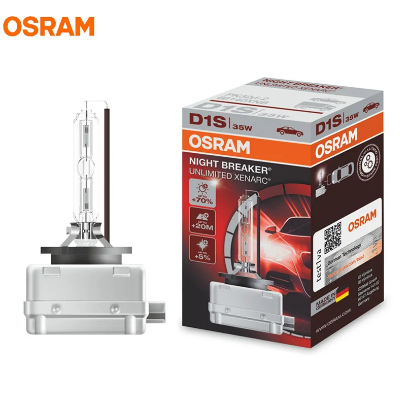 

OSRAM D1S 35W 66140XNB XENARC NIGHT BREAKER UNLIMITED Headlight HID Xenon OEM Lamp 70% more light, 20m longer beam, 5% whiter