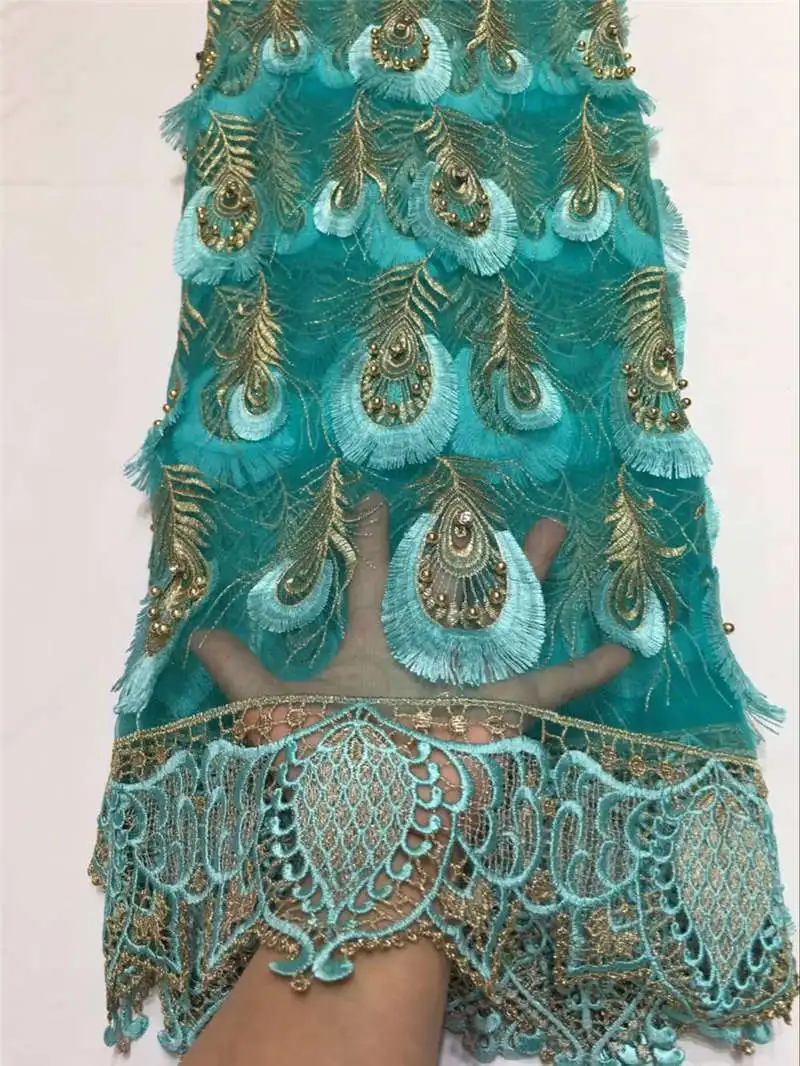 

2018 new arrival free shipping African net lace fabric with beads and embroidery for lady party dress French net lace fabric -30