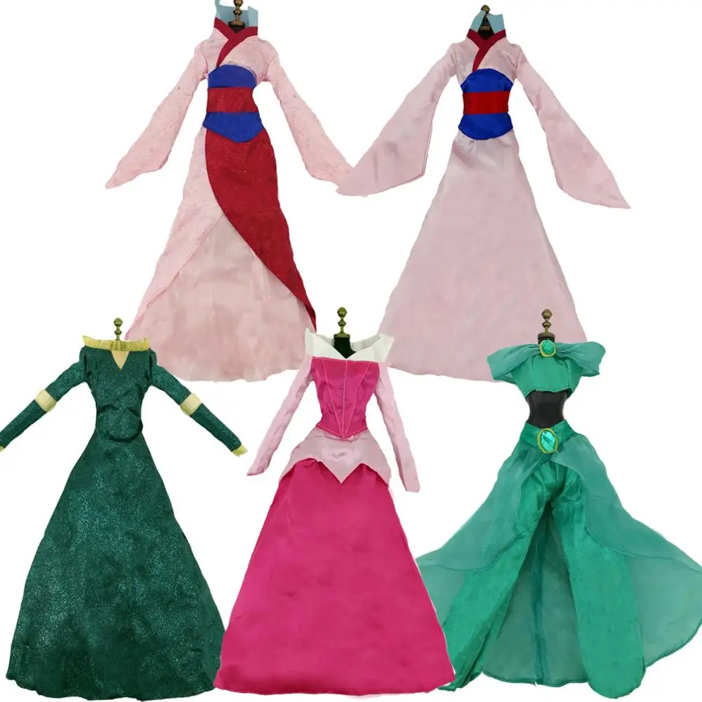 Random 1x Classic Dress Copy Elsa Rapunzel Princess Party Ball Gown Fairytale Doll Accessories Clothing Clothes For 17" Doll Toy