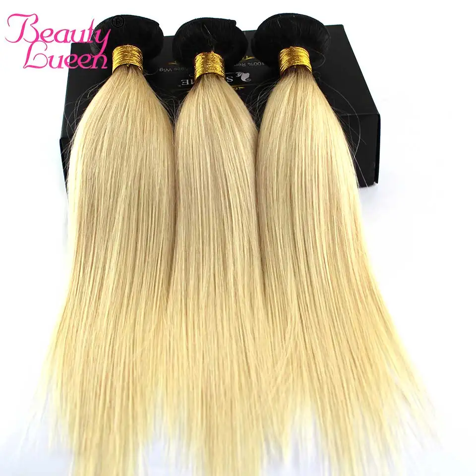 Ombre Brazilian 613 Bundles With Frontal Dark Roots 134 Blond Straight Hair Bundle Ear To Ear Frontal With 3 Bundles Remy Hair (21)