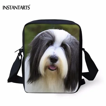 

INSTANTARTS Cute 3d Bearded Collie Dog/Puppy Print School Bags Kids Mini Messenger Bags for Kindergarten Funny Children Satchels