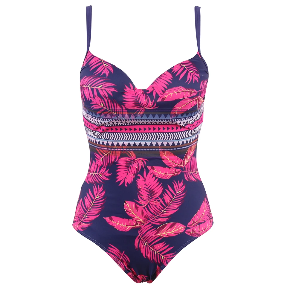 TQSKK Цельный купальник с цветочным принтом, женская одежда для плавания, купальный костюм в стиле ретро, винтажный Цельный купальник L~ 4XL