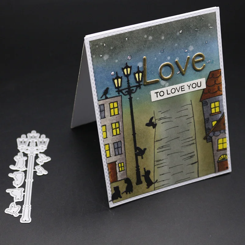 Ufurty Street Light Stitched Metal Cutting Dies New 2018 Craft Christmas Scrapbooking for DIY Greeting Card Making Cut | Дом и сад
