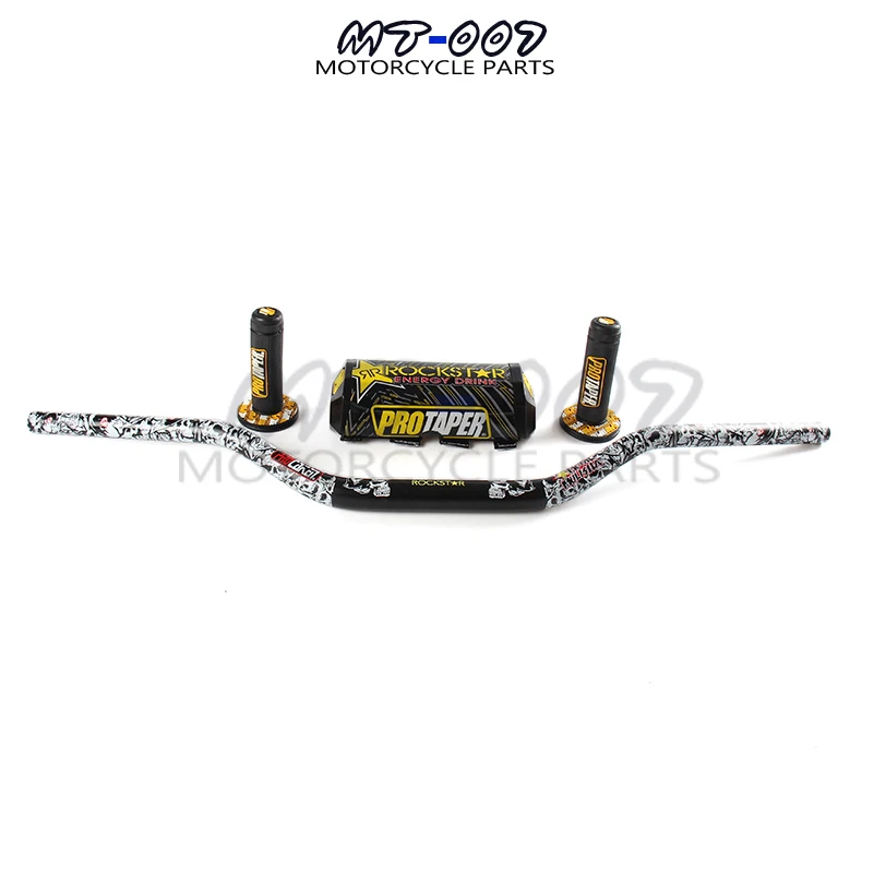 

Black 1 1/8" Fat Bar 28MM Handlebars+Grips+Bar Pad Motorcycle MX Motocross Pit Dirt Bike ROCK for KTM EXC CRF450 YZF250 KLX RMZ
