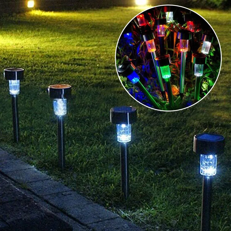 

10pcs Stainless Steel Solar Energy Lawn LED Lamp Rechargeable Home Garden Colours Lights CLH
