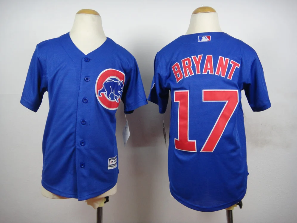 Kids Chicago Cubs Jersey 17 Kris Bryant Jersey Blue Stitched Youth