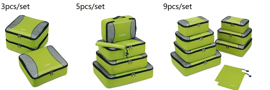 Gonex doppelseitige Kleidertaschen neu Luggage Travel Organizers Packing Cubes 3er Set Blau 