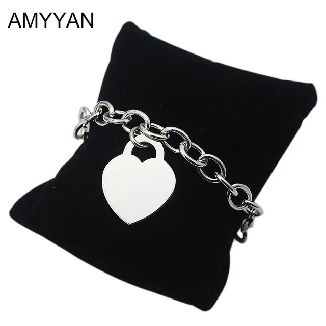 Famous Brand Chain Link Bracelets Love Heart Lock Famous Brand Chain Link Bracelets Love Heart Lock Chunky Bangles For