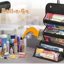 Косметичка, дамская косметичка, сумка для туалетных принадлежностей, органайзер для путешествий, нейлоновая, водонепроницаемая, черная, с буквенным принтом, складная, Bolsas