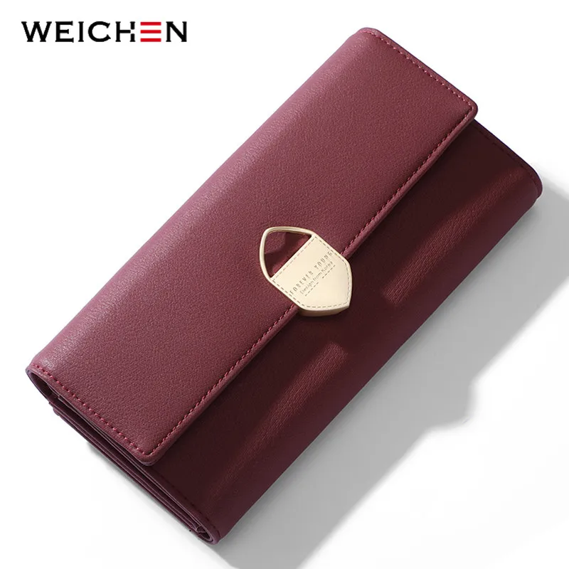 WEICHEN Geometric Women Long Wallet Many Departments Female Wallets Lady Clutch Purses Card Holder Cell font