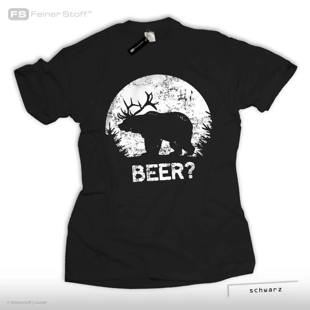 

2019 Hot sale Fashion Summer Style Beer Bear Deer Hunter Fun T-Shirt Huntings Deer Bear Beer Gift Birthday Wild Tee shirt
