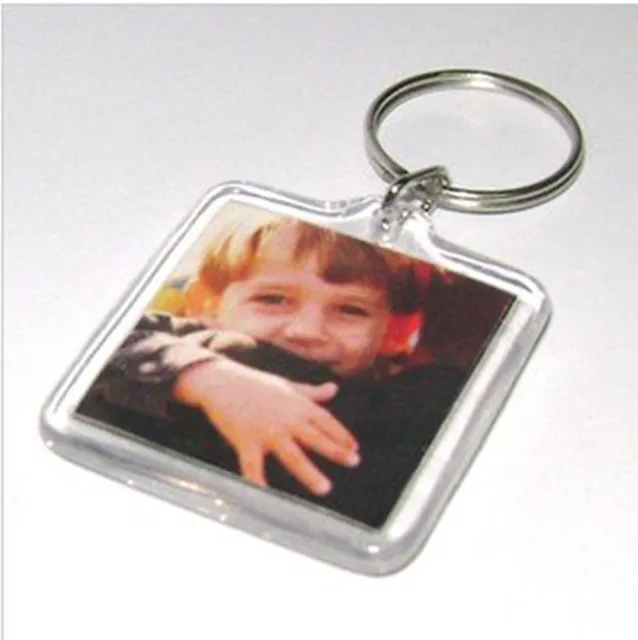 Free Shipping 60 Blank Acrylic Square Keychains Insert Photo Keyrings