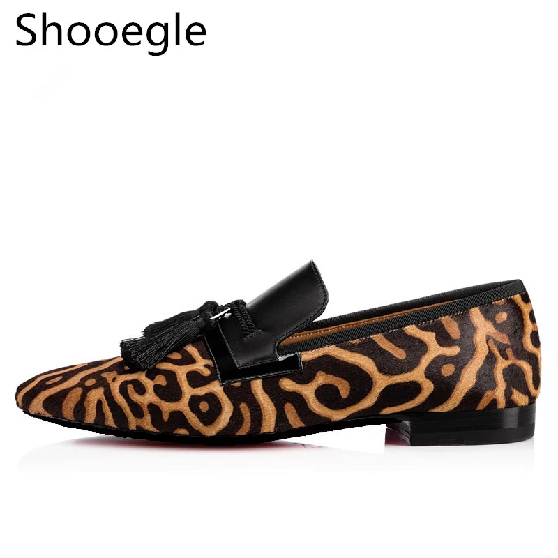 animal print leather loafers