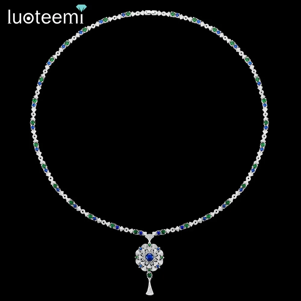 LUOTEEMI новый дизайн цветочная подвеска ожерелье для женщин роскошные ювелирные