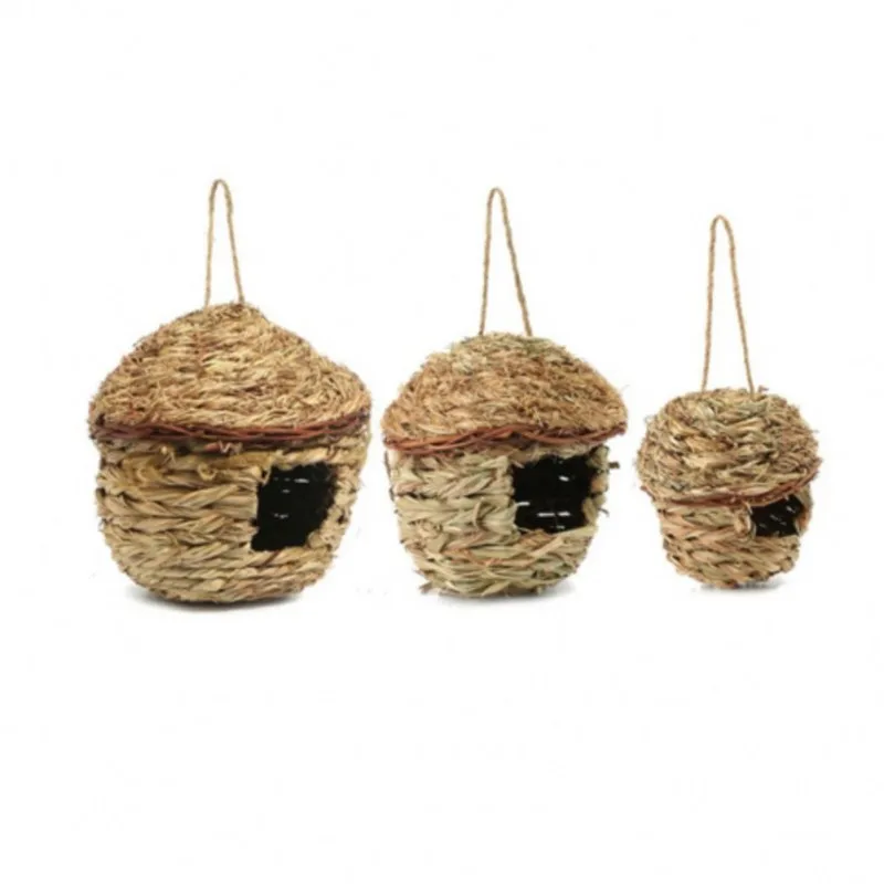 

Straw Bird Cages Nests Birdhouse for Parrot Hamster Small Animal's Cage Birds Breeding Nest House Home Hanging Decor Ornaments