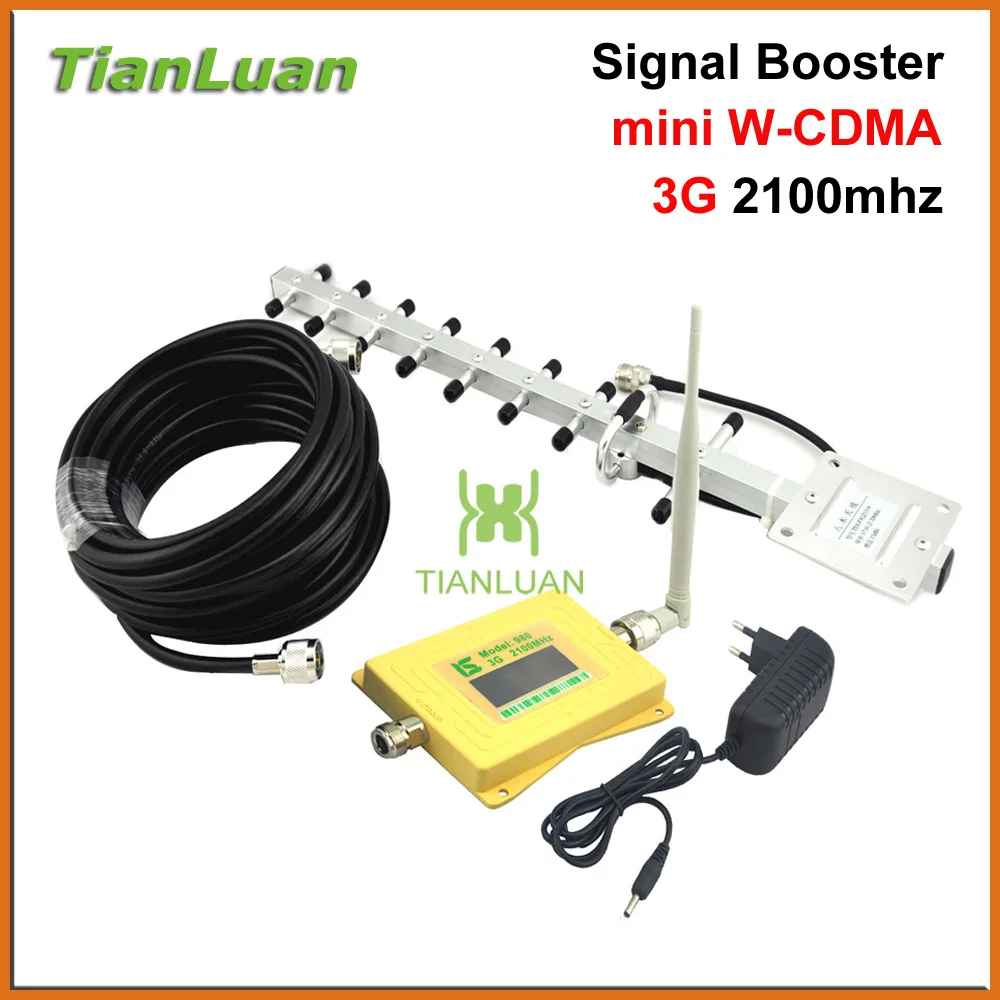

Smart LCD Display W-CDMA 2100mhz Signal Booster 3G Mobile phone Signal Repeater Amplifier + Whip / Yagi Antenna with 10m Cable