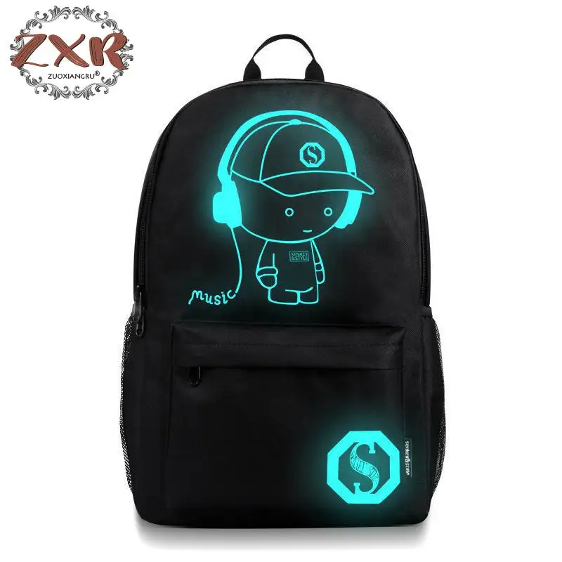 

New Style Anime Anti-theft Teenager Luminous Usb Charge Laptop Computer Backpack Travel Backpack Men School Bags