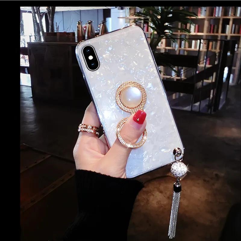 

Phone Case For Huawei P30 Pro P30 Lite Honor 10 Lite 9 Lite 9i 8A 8X 7A Shell Glitter Bling Soft Silicone Ring Stand Cover Coque