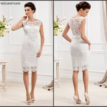 Новые модные белые короткие свадебные кружевные платья с коротким рукавом Vestido De Renda Curto, платья невесты