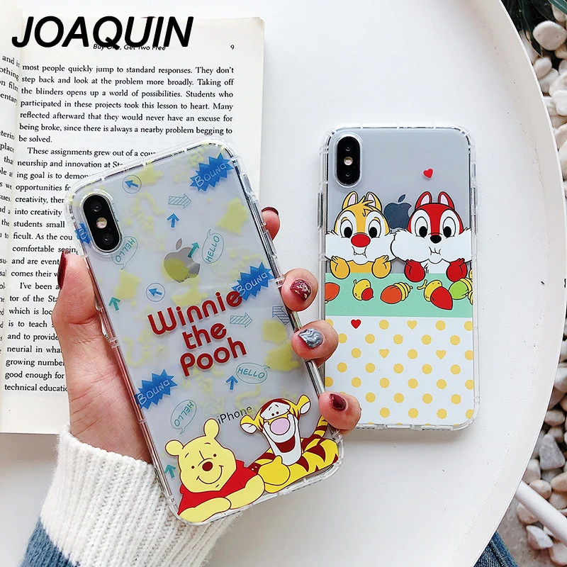 Cute Winnie Pooh Squirrel Soft TPU Silicone phone Case for iphone 6 6s 7 8 plus Cartoon Back X XR XS MAX |
