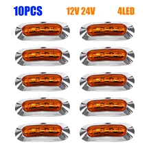 10 pcs 10 V-24 V 4LED IP67 Camion Side Marker Lamp Ampio Avvertimento Posteriore Lampada Ambra Turck Lato light Car Styling