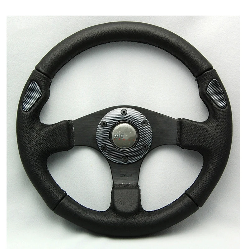 Hsanzeo 13Inch 330MM Car Modified Genuine Leather Steering Wheel MOMO JDM Sport Racing steering