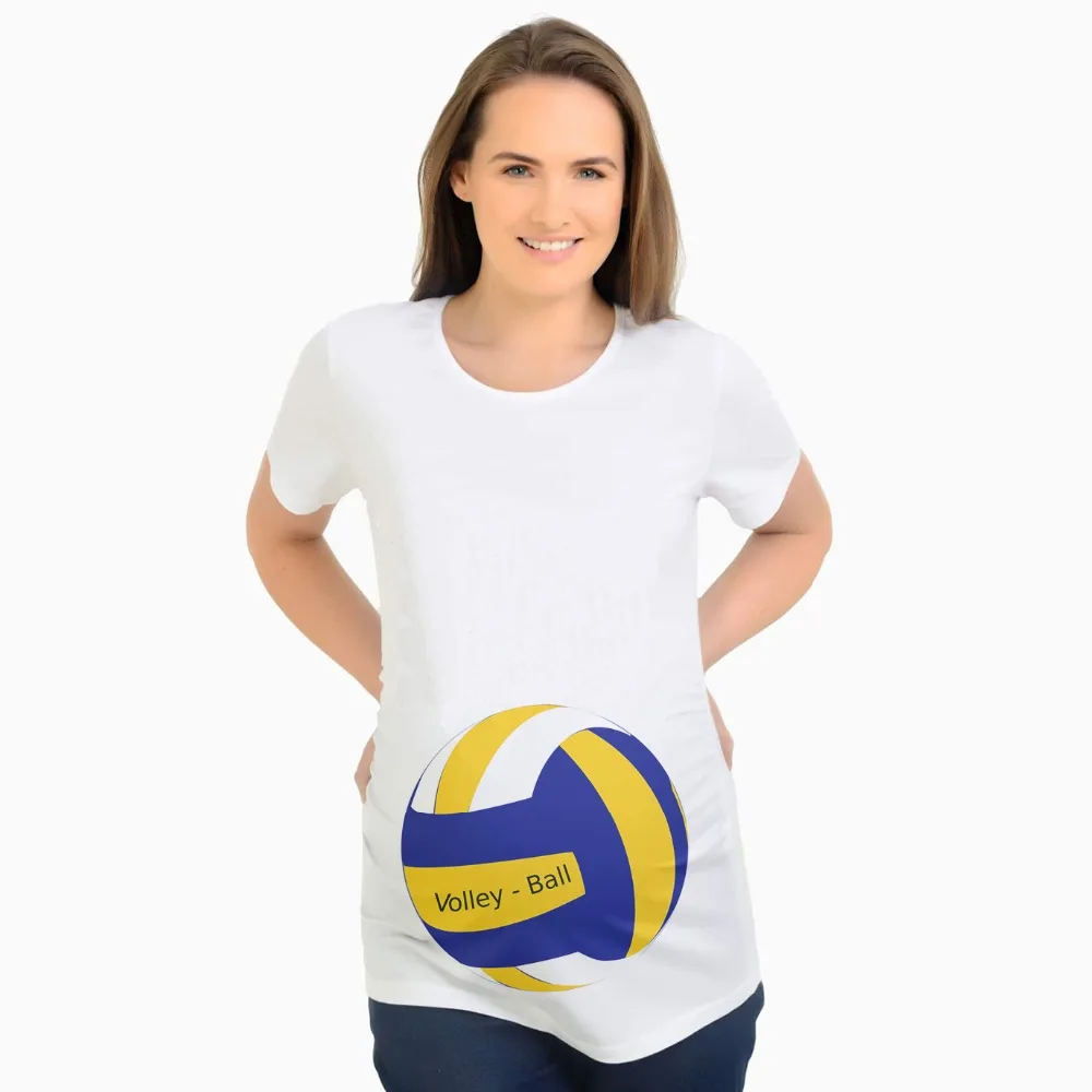 

New Novelty Volleyball Printing Funny Maternity Tops Pregnancy t-Shirts Pregnant Women Clothing Saidas De Maternidade Para Baby