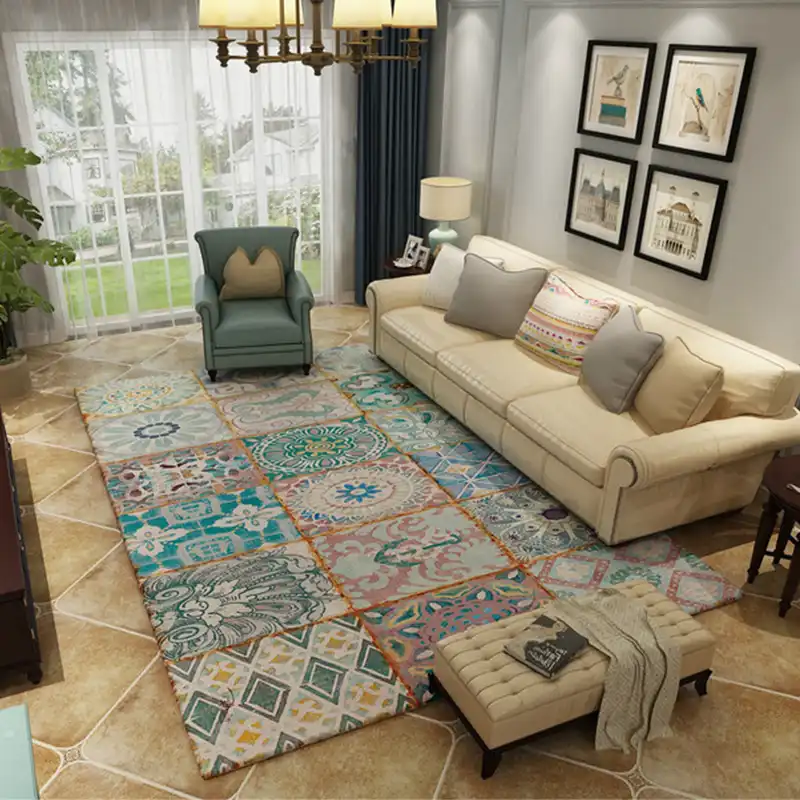 Retro American Style Country Multi Color Patchwork Design Print