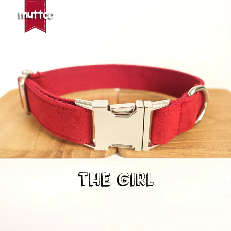 

100pcs/lot MUTTCO wholesale self-design colorful collar THE GIRL handmade red nylon 5 sizes red dog collars and leashes UDC028