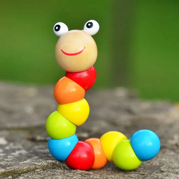 Детские деревянные головоломки раннего детства игрушки мультфильм животных куб головоломка пестрый цвет caterpillar, пальцев вашего ребенка