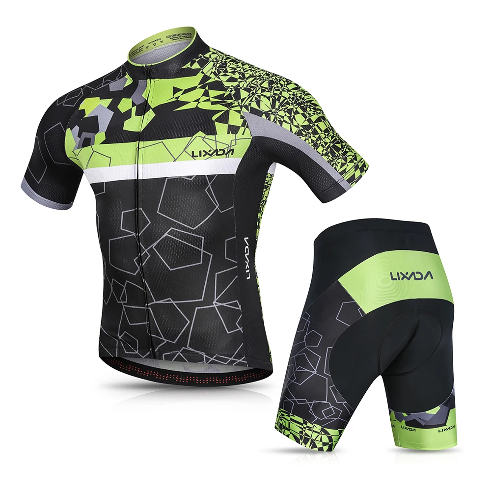 

Lixada Cycling Jersey Set Breathable Quick-Dry Short Sleeve Biking Shirt and Gel Padded Shorts MTB Cycling Outfit Set Men