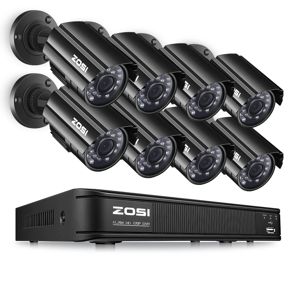 Система видеонаблюдения ZOSI 8CH 1080N HDMI TVI 8 шт. 720 P уличная инфракрасная камера 1280