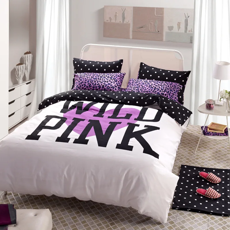 Hot Sale Love Pink Fashion Cotton Bed Sheets 3d Bedding Sets