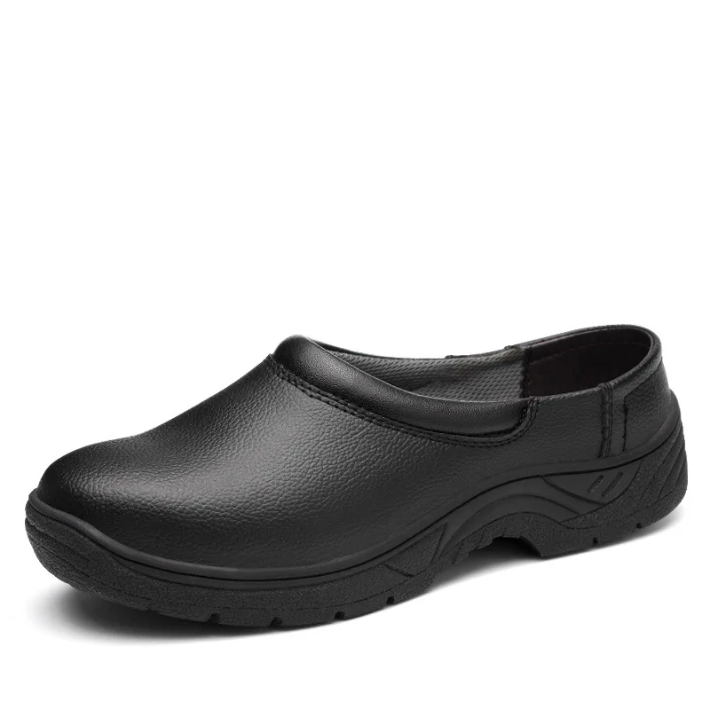 mens black leather non slip shoes