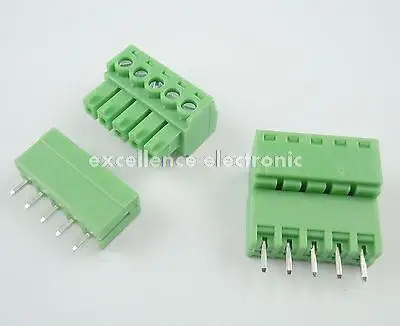 

100 Pcs 3.81mm Pitch 5 Pin Straight Screw Pluggable Terminal Block Plug Connector