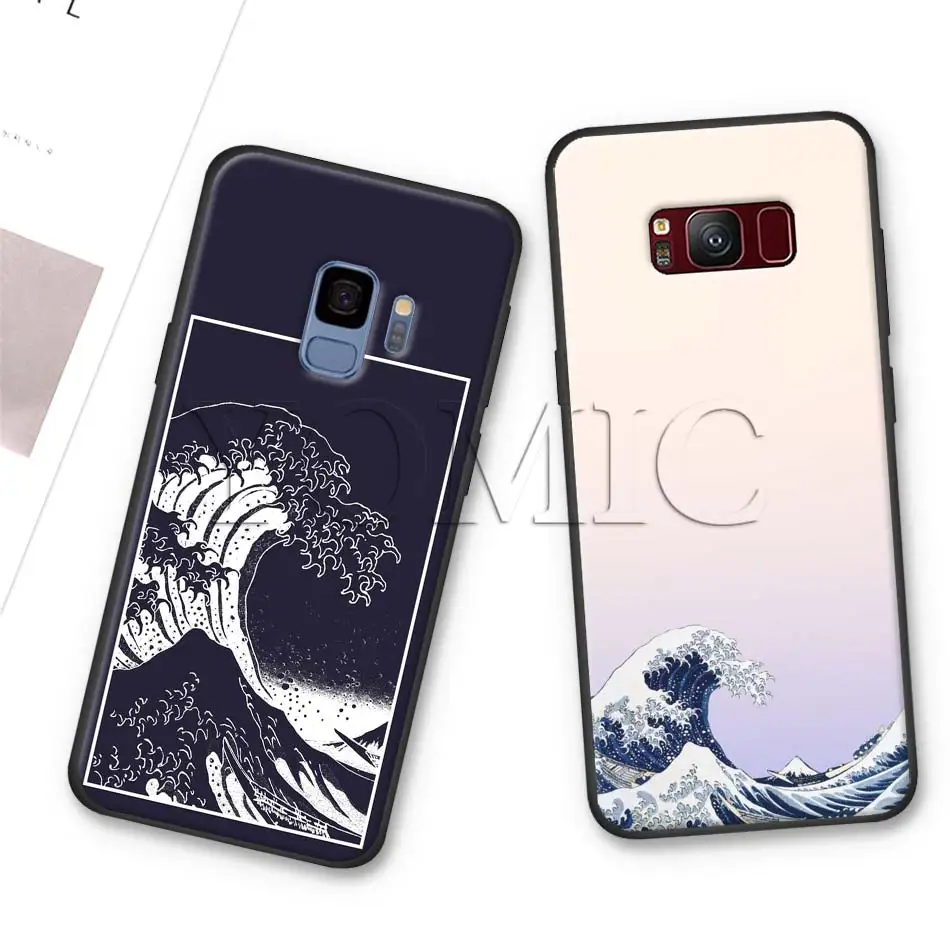 Черный силиконовый чехол Hokusai The Great Wave для samsung Galaxy S10 S10e S8 S9 Plus S7 A40 A50 A70 Note 8 9 мягкий чехол