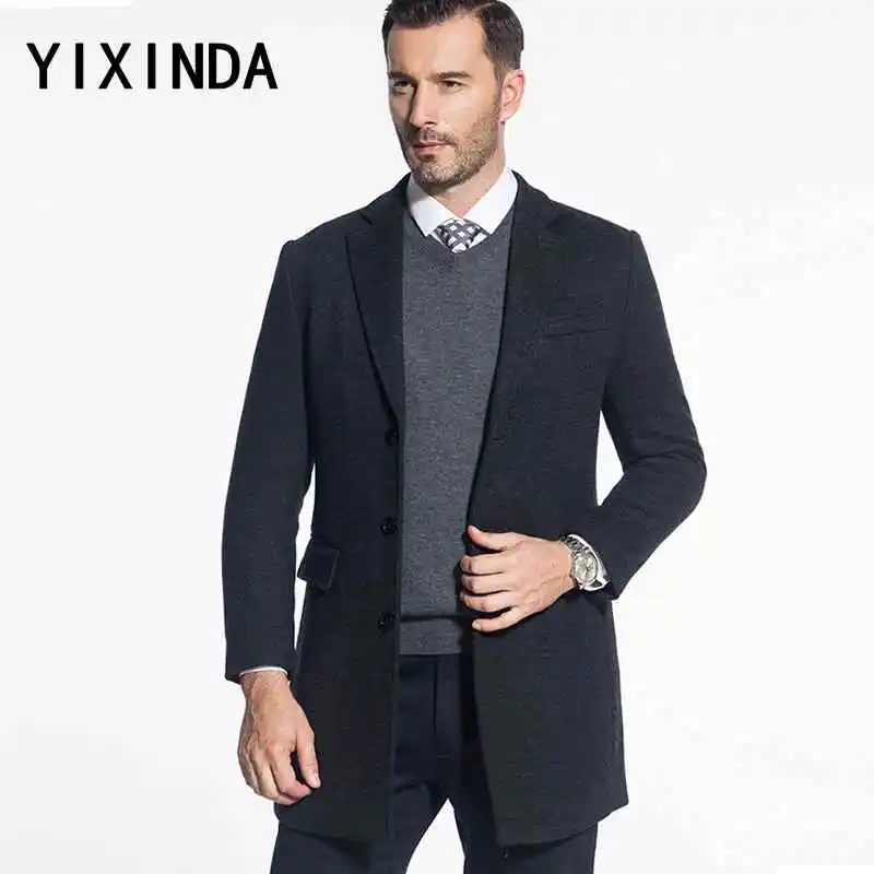 YIXINDA High quality winter new men's woolen coat. Fashion business
