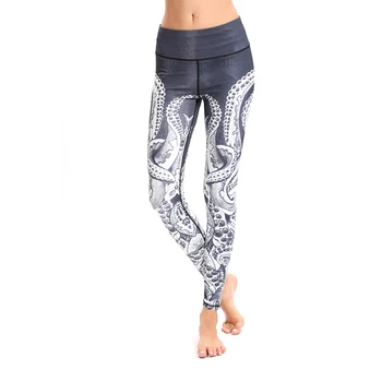 

NORMOV Octopus Print Women Leggings High Waist Polyester Ankle Length Workout Leggins Plus Size Fitness Leggings Feminina