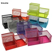 Top Quality Multifunctional Metal Pen Holder Mesh Pencils Desk Desktop Storage Organizer Box Three Slots Home Office Stationery
