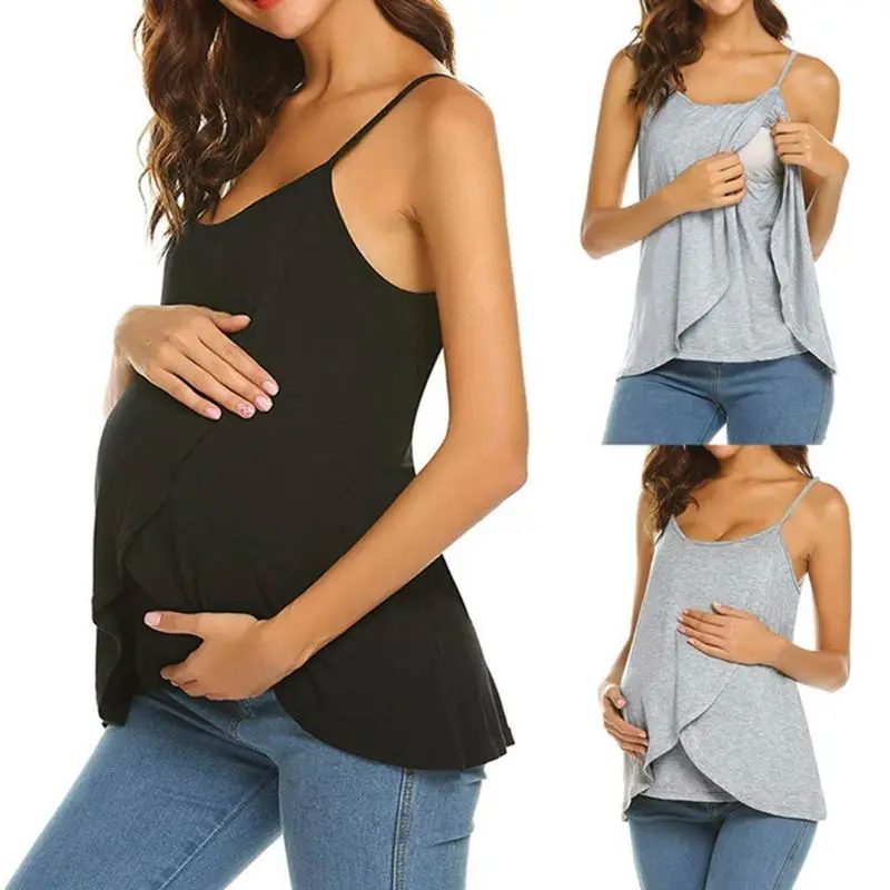 Для беременных женщин Дамская комбинация Грудное вскармливание летний модный топ-майка с бретельками